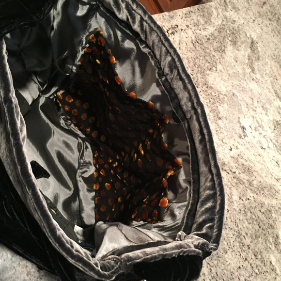 NEW GRAY and BLACK Gold Velvet Bag Boho Shoulder hobo - Picture 8 of 10
